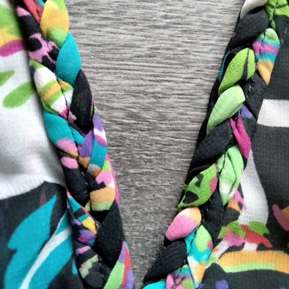 Miken V-Neck Colorful Floral Sheer Swim Cover Up Tunic Size Small Made in USA - Picture 4 of 13